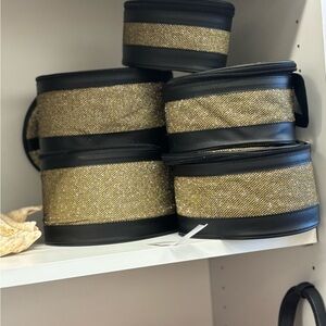 Gold and Black Round Storage Boxes